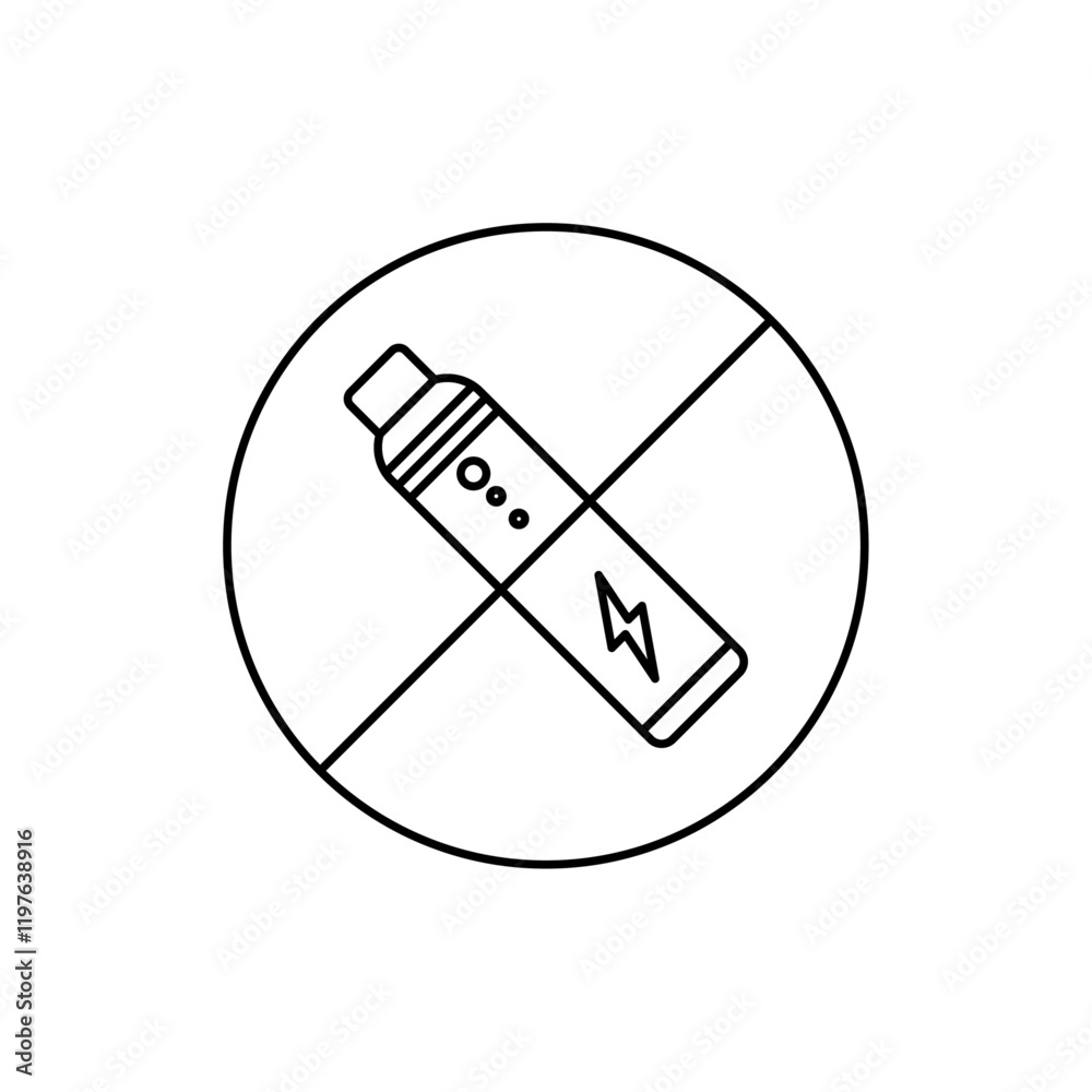 No vaping icon in liner stroke style No vaping icon in liner stroke style