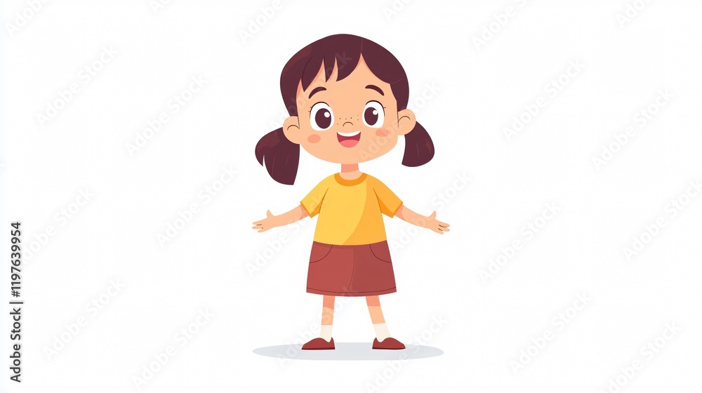 Adorable Little Girl Character Illustration for Designs | 2D Vector Artwork for Projects and Brands Adorable Little Girl Character Illustration for Designs | 2D Vector Artwork for Projects and Brands