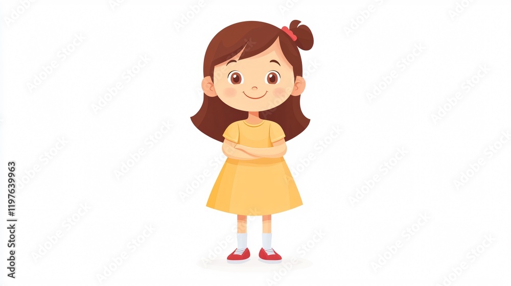 Adorable Child Cartoon Character in Wide Centered Angle View Illustration Adorable Child Cartoon Character in Wide Centered Angle View Illustration
