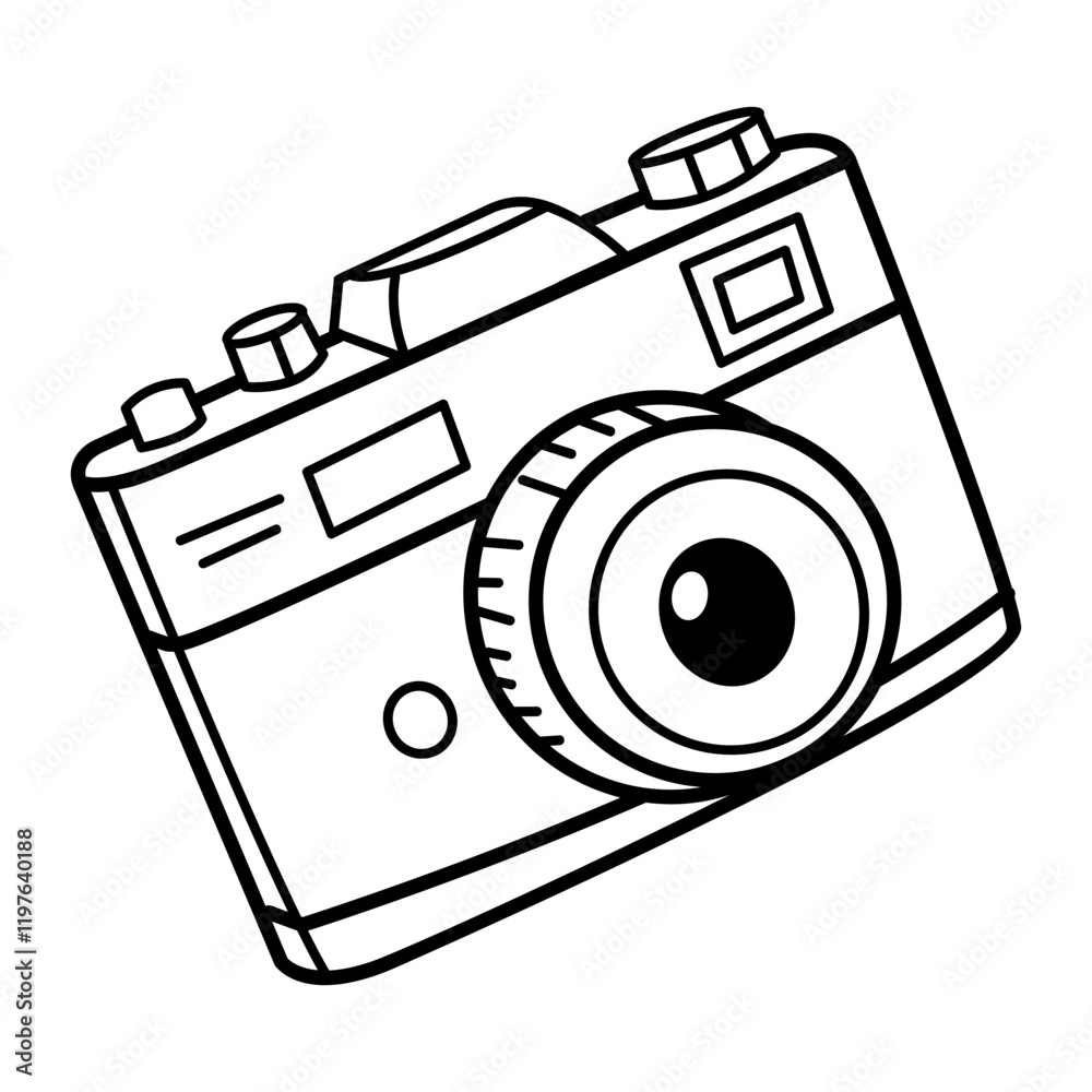 Digital camera icon in doodle style Digital camera icon in doodle style
