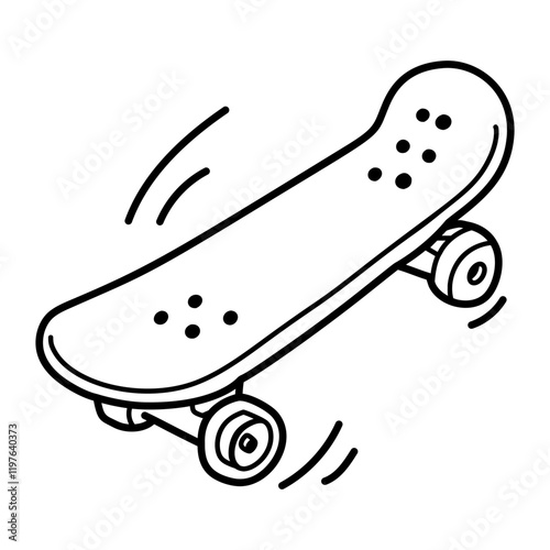 A hand drawn icon of a skateboard