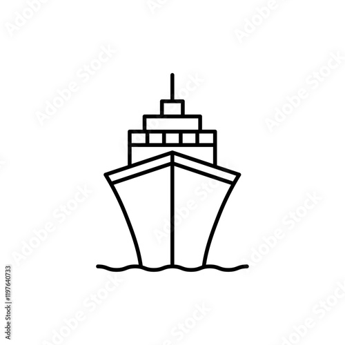 Ship icon in liner stroke style