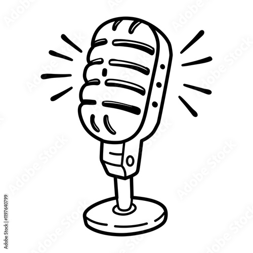 Microphone icon in hand drawn style