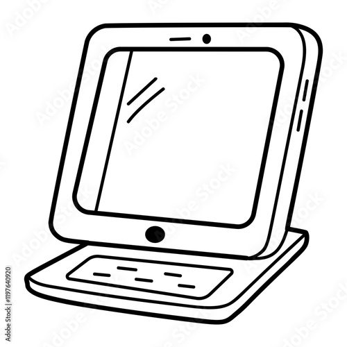 Convertible laptop icon in doodle style