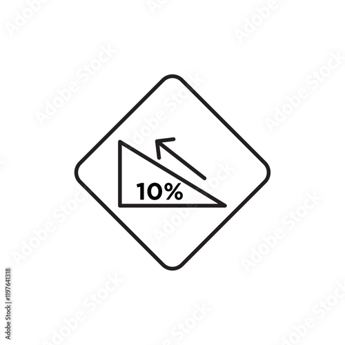 Steep slope ahead sign in yellow color