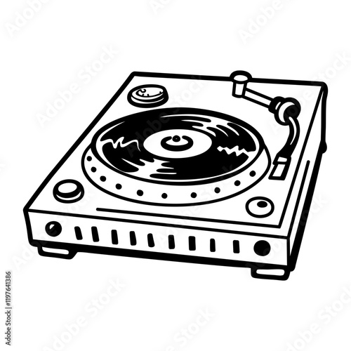 A hand drawn icon of a vinyl player