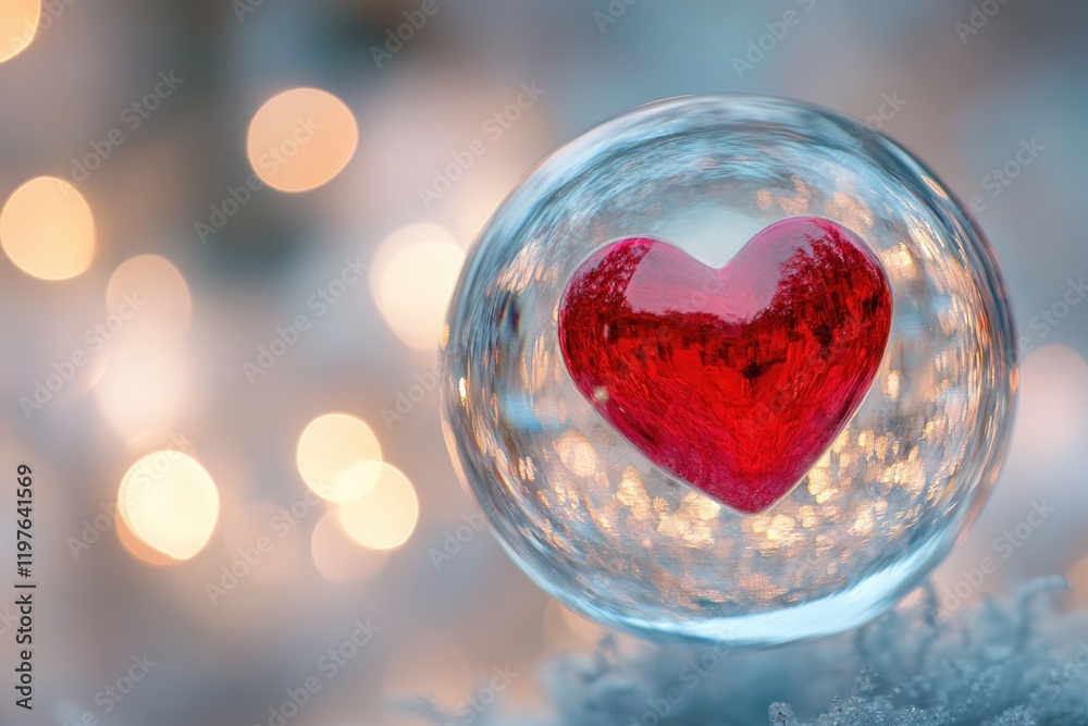Glass ball with red heart Glass ball with red heart
