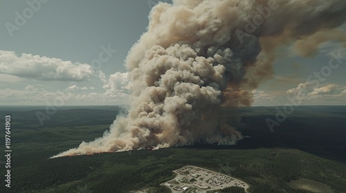 billowing from wildfire in forest Wildfires in North America 