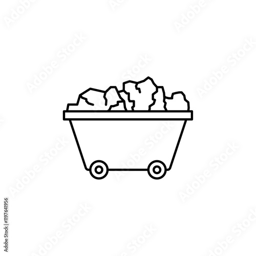 Trolley with coal icon in liner stroke style