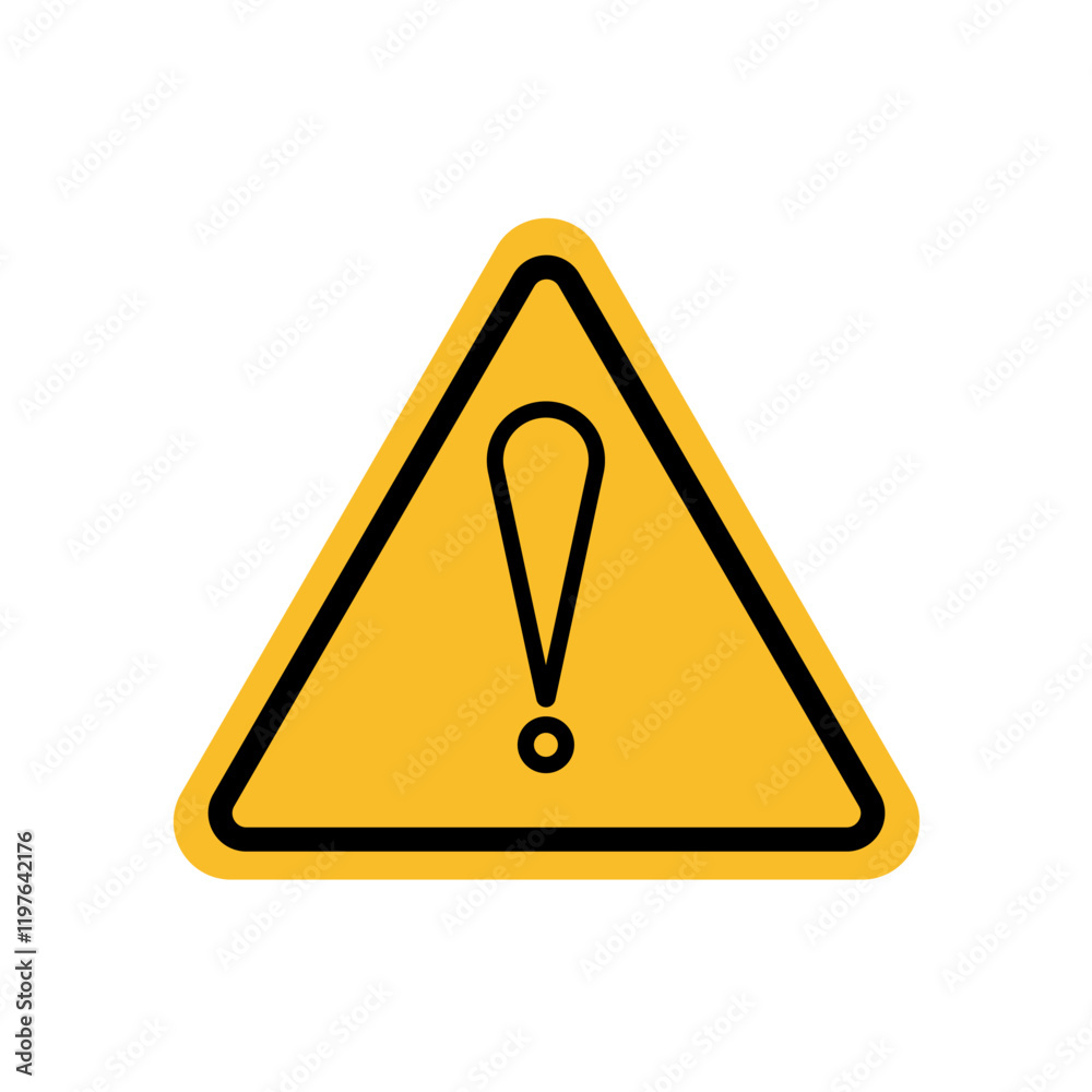 Warning sign in yellow color with exclamation point Warning sign in yellow color with exclamation point
