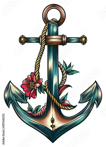 PNG Traditional tattoo illustration of anchor electronics hardware hook. photo