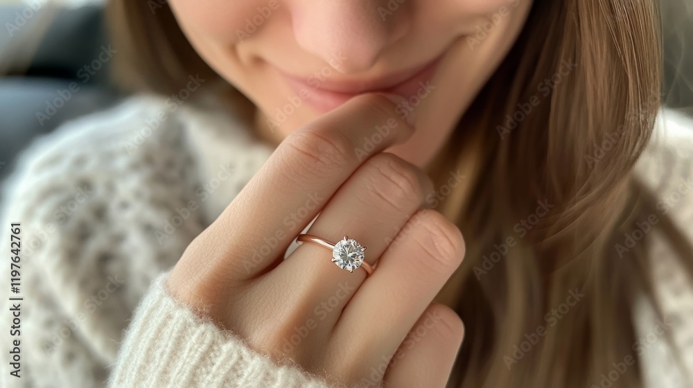Minimalist engagement ring, round brilliant diamond generative ai Minimalist engagement ring, round brilliant diamond generative ai