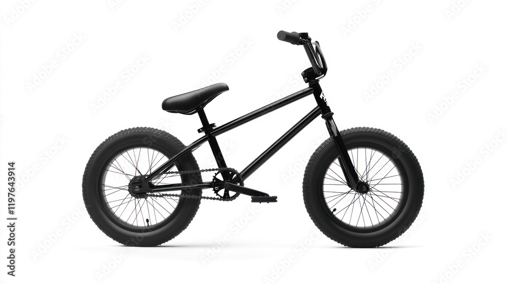 Black BMX bike, side view, isolated on white background. Black BMX bike, side view, isolated on white background.