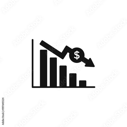 Economy crisis icon Simple thin line flat symbol