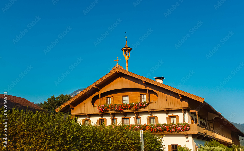 Obraz premium Alpine summer view at Woergl, Inntal valley, Kufstein, Tyrol, Austria