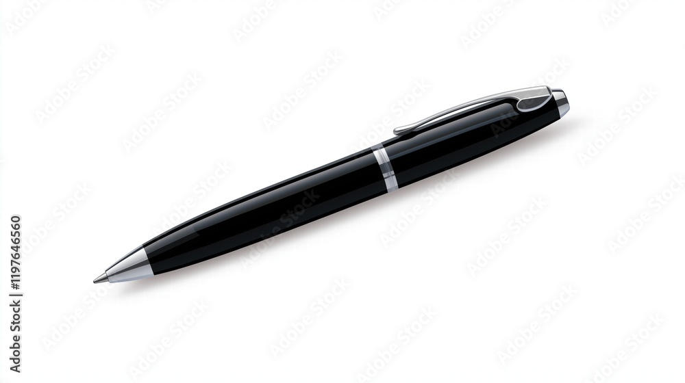 Vector. Mock Up. Ballpoint pen in black with a cap. Isolated on white background. Vector. Mock Up. Ballpoint pen in black with a cap. Isolated on white background.