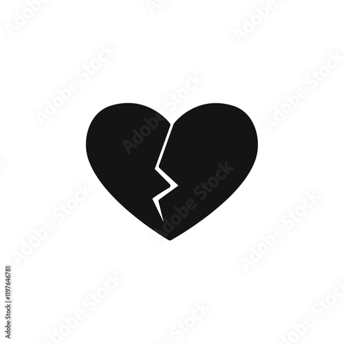 Heartbreak icon Simple thin line flat symbol