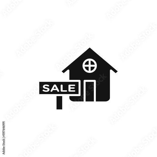 House for sale icon Simple thin line flat symbol