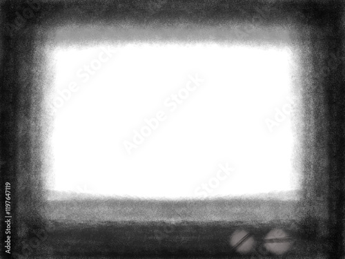 白黒テレビのフレームのイラスト