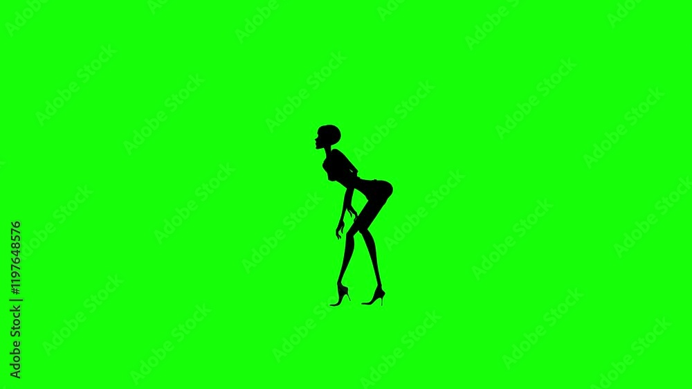 Sexy dancing silhouette of a woman, cartoon, green screen, loop Sexy dancing silhouette of a woman, cartoon, green screen, loop