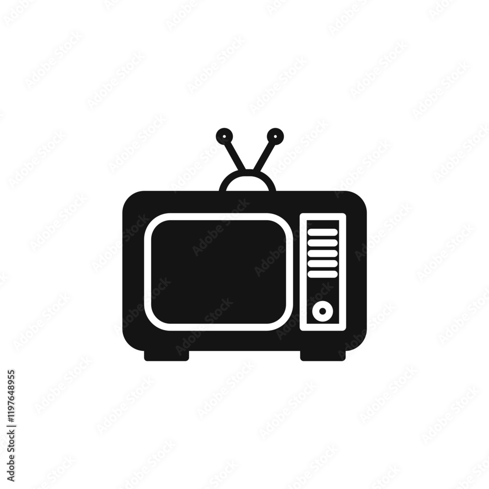 Old TV icon Simple thin line flat symbol Old TV icon Simple thin line flat symbol