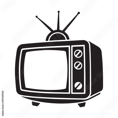 television silhouette, black and white silhouette, vector and illustration