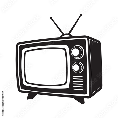 television silhouette, black and white silhouette, vector and illustration