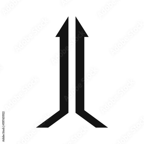 Two arrows merging into one icon Simple thin line flat symbol