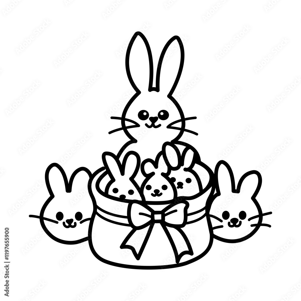 Obraz premium Sweet chocolate bunnies icon in doodle style