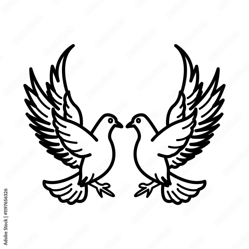 Fototapeta premium A sketchy icon of dove pair