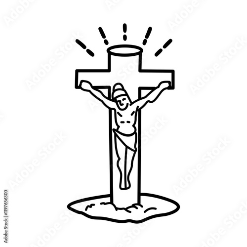 Crucifixion sign icon in sketchy style
