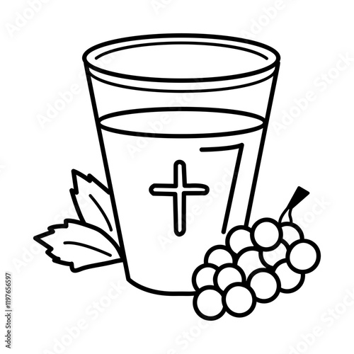 Cup of salvation icon in doodle style