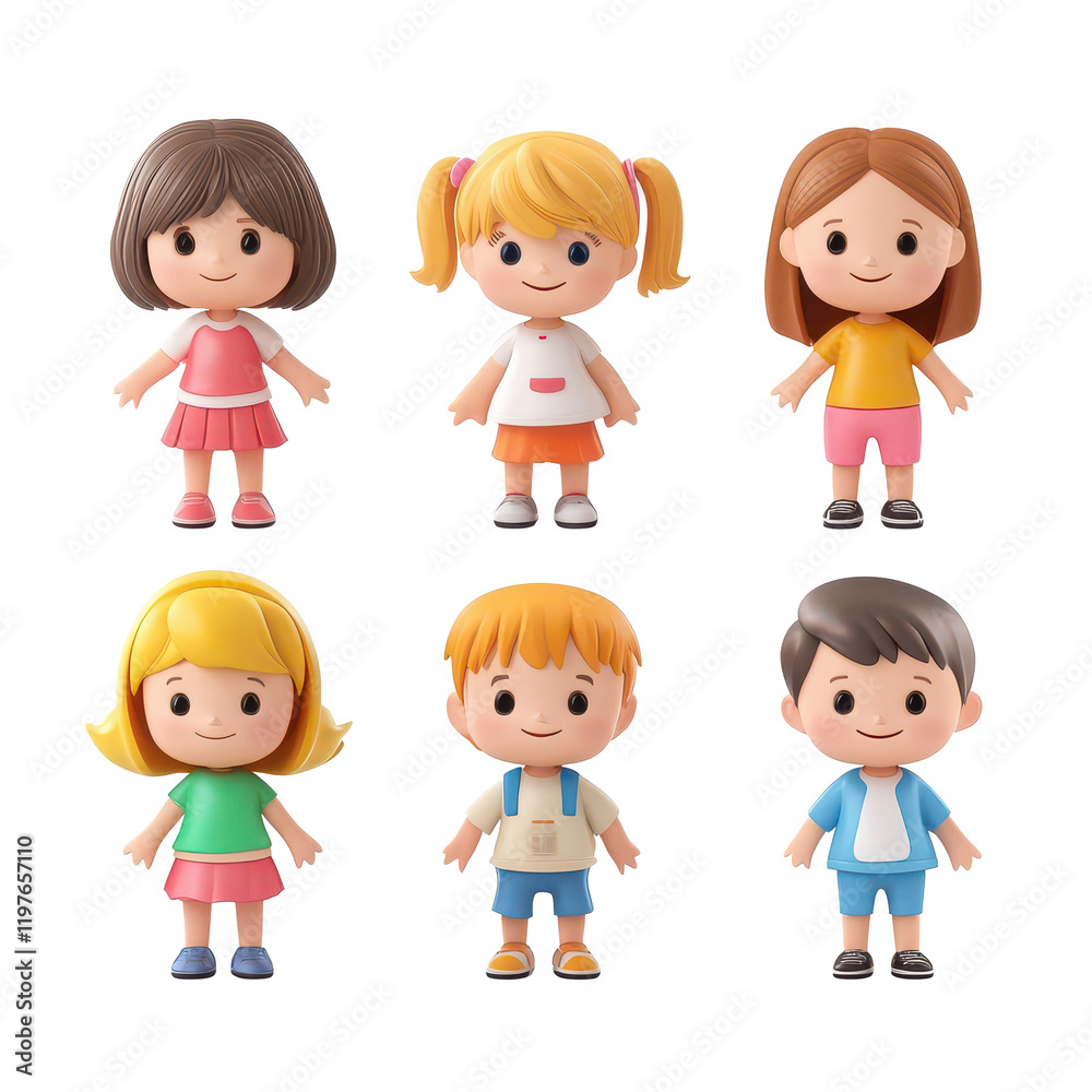 Charming cartoon children playing together on a bright transparent background in a cheerful setting, 3d cartoon of little childrenisolated transparent background Charming cartoon children playing together on a bright transparent background in a cheerful setting, 3d cartoon of little childrenisolated transparent background