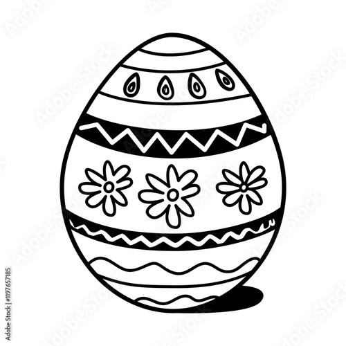 A hand drawn icon of easter painted egg