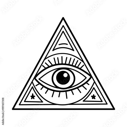 Providence eye symbol icon in doodle style