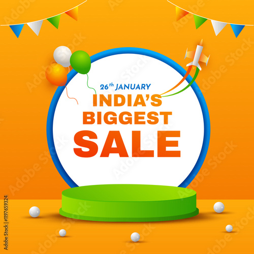 India's Biggest sale vector 3d pedestal podium design concept for India Republic day celebration.
