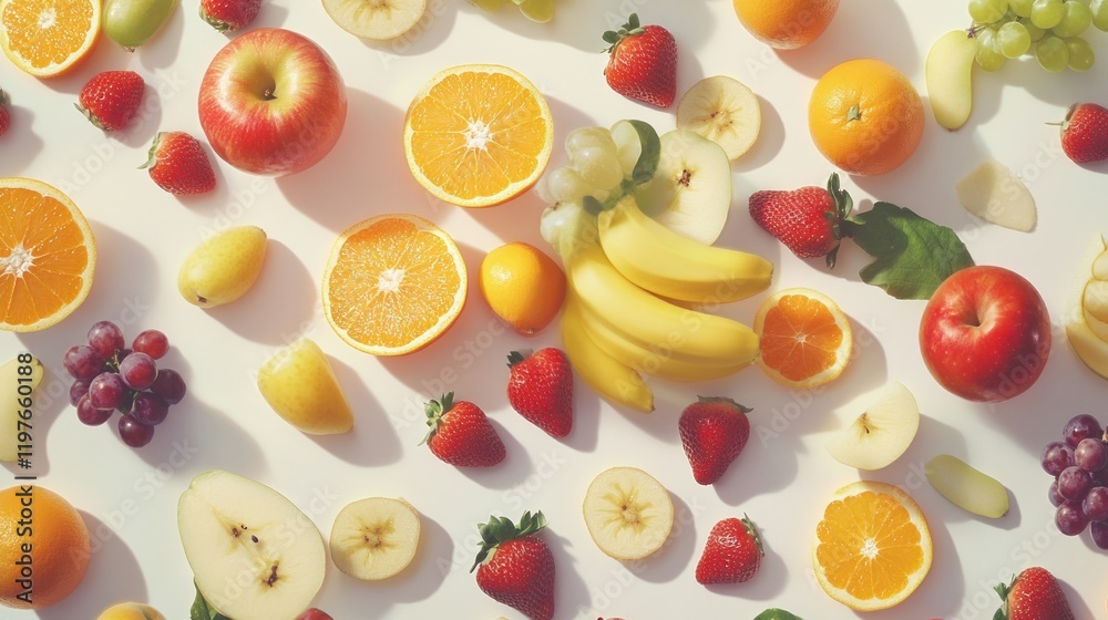 Vibrant Fruit Flatlay: A Colorful Still Life of Fresh Produce Vibrant Fruit Flatlay: A Colorful Still Life of Fresh Produce