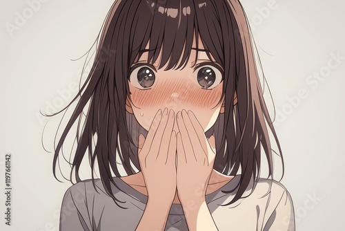 Anime Girl with a Sweet Expression . Anime style