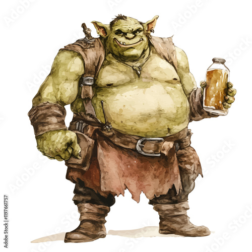 A watercolor painting of a mug of grog, isolated on a white background. Grog vector.
