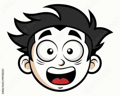 Cartoon Facial Expressions in Black and White Line Art for Emotive Character Design