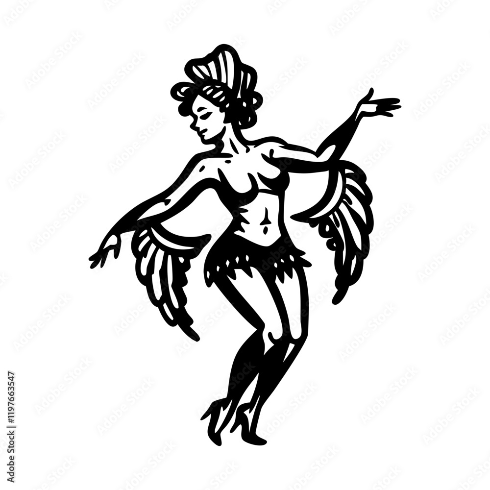 Fototapeta premium A hand drawn icon of cabaret dancer