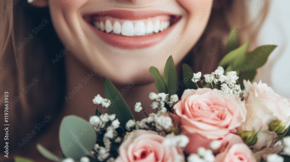 A joyful woman beams as she cradles a vibrant bouquet, radiating love and happiness, perfect for celebrating the spirit of Valentine's Day. A joyful woman beams as she cradles a vibrant bouquet, radiating love and happiness, perfect for celebrating the spirit of Valentine's Day.
