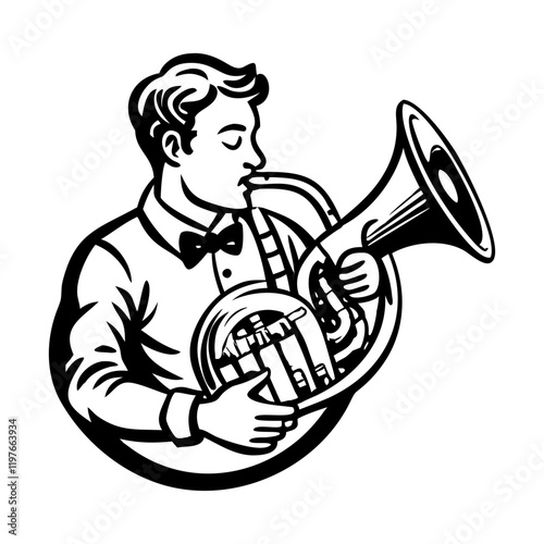 French musician icon in doodle style
