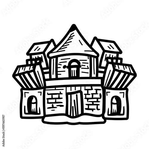 A hand drawn icon of france library