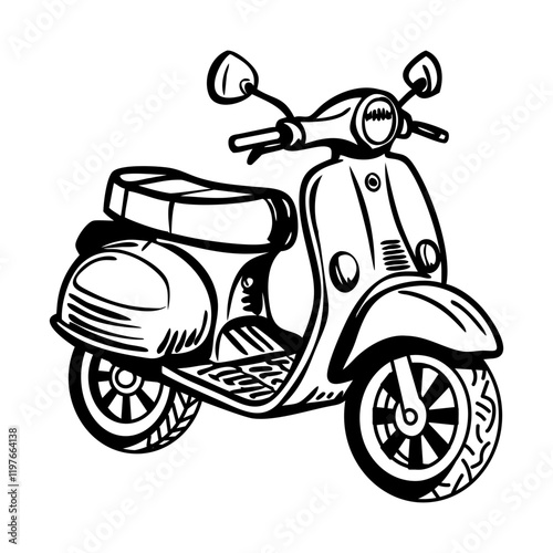 A hand draw icon of a scooter
