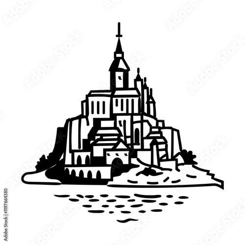 Mont saint icon in hand drawn style