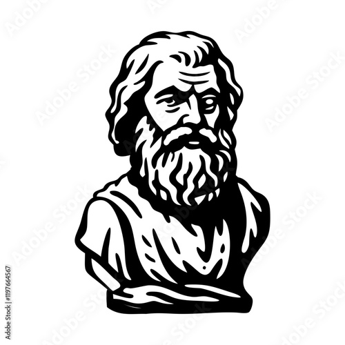 A hand drawn icon of a bust statue