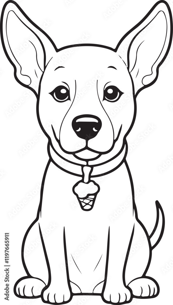 Fototapeta premium A dog coloring page line art design in white background