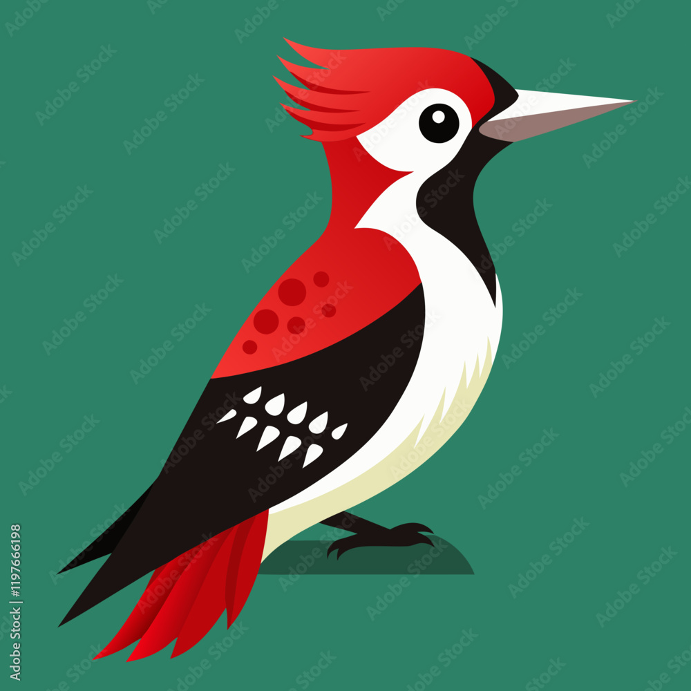 Fototapeta premium red cockaded woodpecker vector illustration