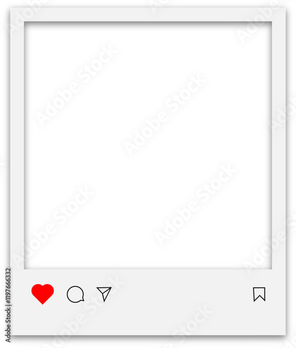 Instagram Square Post Frame with Transparent Background - Instagram Post Mockup - Polaroid Photo Frame with drop shadow effect